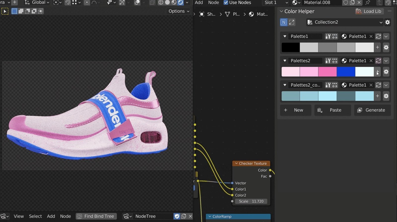 Digital artist working on professional color grading tools within the Blender software interface.
