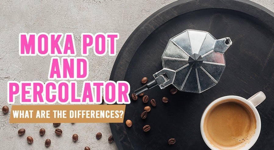 Different coffee brewing devices arranged with their corresponding grind sizes on a wooden table.