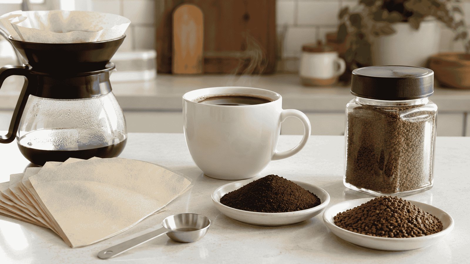 A cup of perfectly brewed ground coffee with a clean finish.