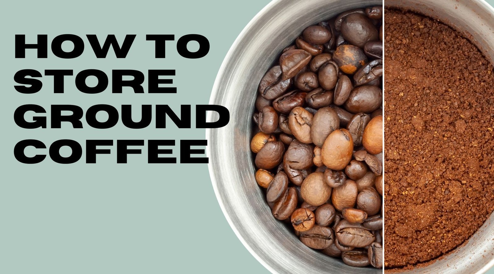 A fresh jar of ground coffee sits on a marble countertop ready for brewing.