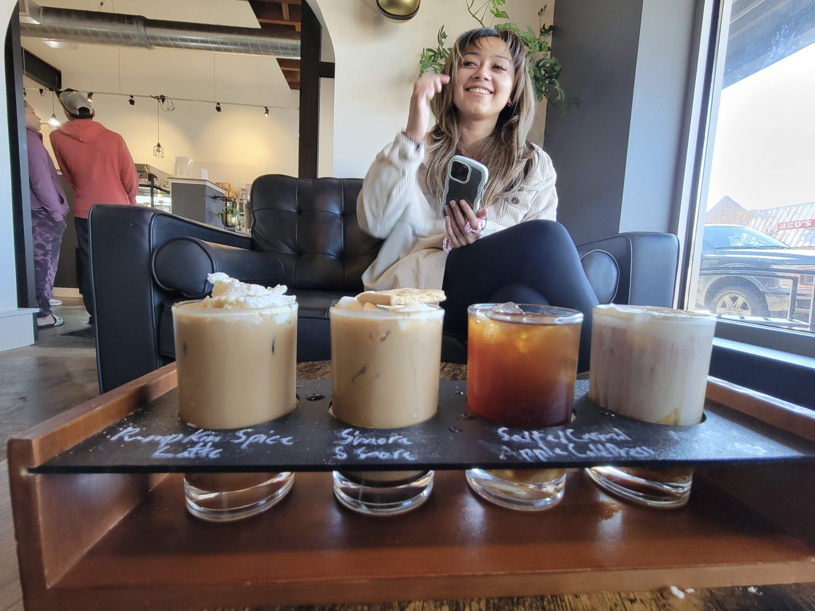 Using a smartphone map application to find coffee shops near me.