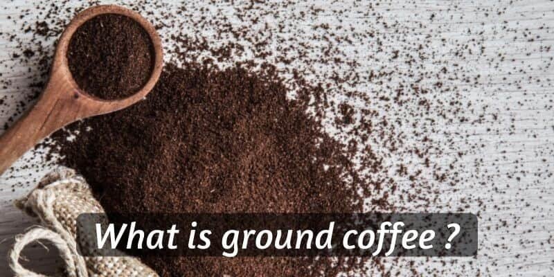 Ground coffee spilling from an open bag showing signs of oxidation and age.