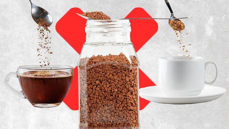Coarse coffee grounds resting inside a metal mesh filter in a kitchen.