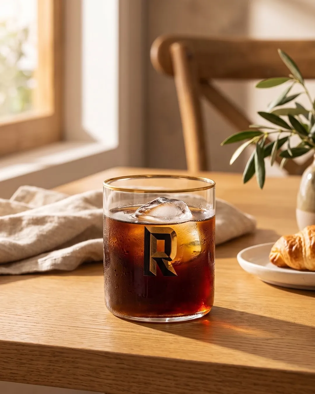 A jar of spoiled cold brew coffee with a cloudy surface film.