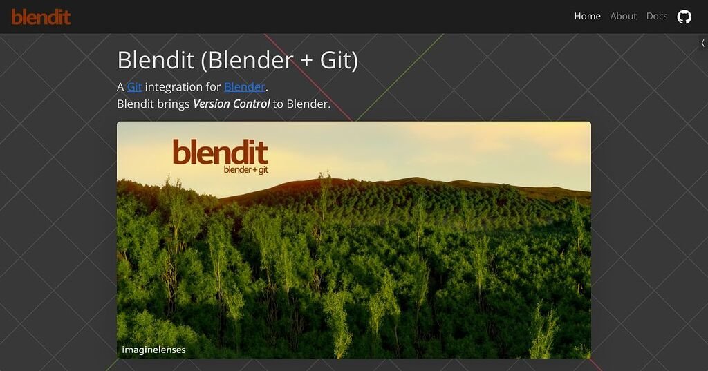 A modern workstation displaying a 3D model and version control software for Blender projects.