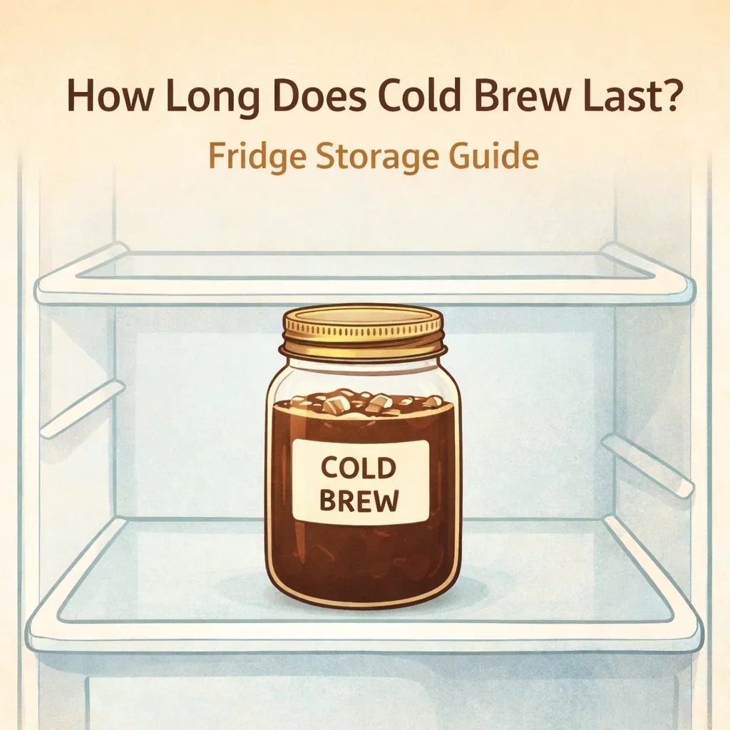 Moldy coffee concentrate and thermometer inside refrigerator shelf